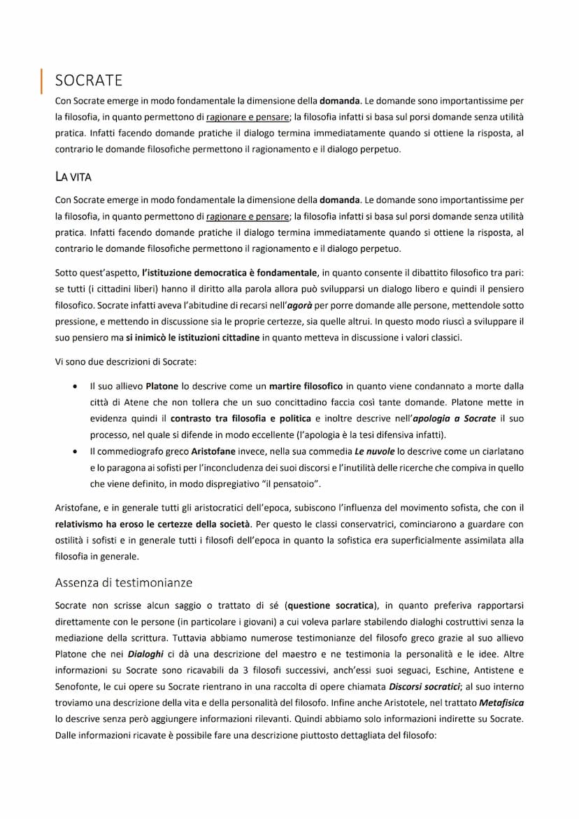 SOMMARIO
SOMMARIO
SOCRATE
LA VITA
Assenza di testimonianze
La condanna
La morte
LA FILOSOFIA DI SOCRATE
So di non sapere
La missione di Socr