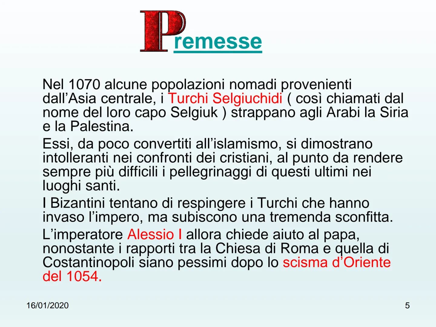 出密室
古± Le Grociate
16/01/2020
1 ✓ Definizione di Crociata
Causa delle Crociate
✓ Premesse
✓ Papa Urbano II annuncia la
prima Crociata
La Cro