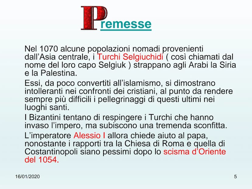 出密室
古± Le Grociate
16/01/2020
1 ✓ Definizione di Crociata
Causa delle Crociate
✓ Premesse
✓ Papa Urbano II annuncia la
prima Crociata
La Cro