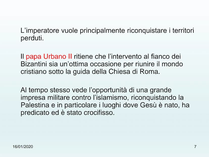出密室
古± Le Grociate
16/01/2020
1 ✓ Definizione di Crociata
Causa delle Crociate
✓ Premesse
✓ Papa Urbano II annuncia la
prima Crociata
La Cro