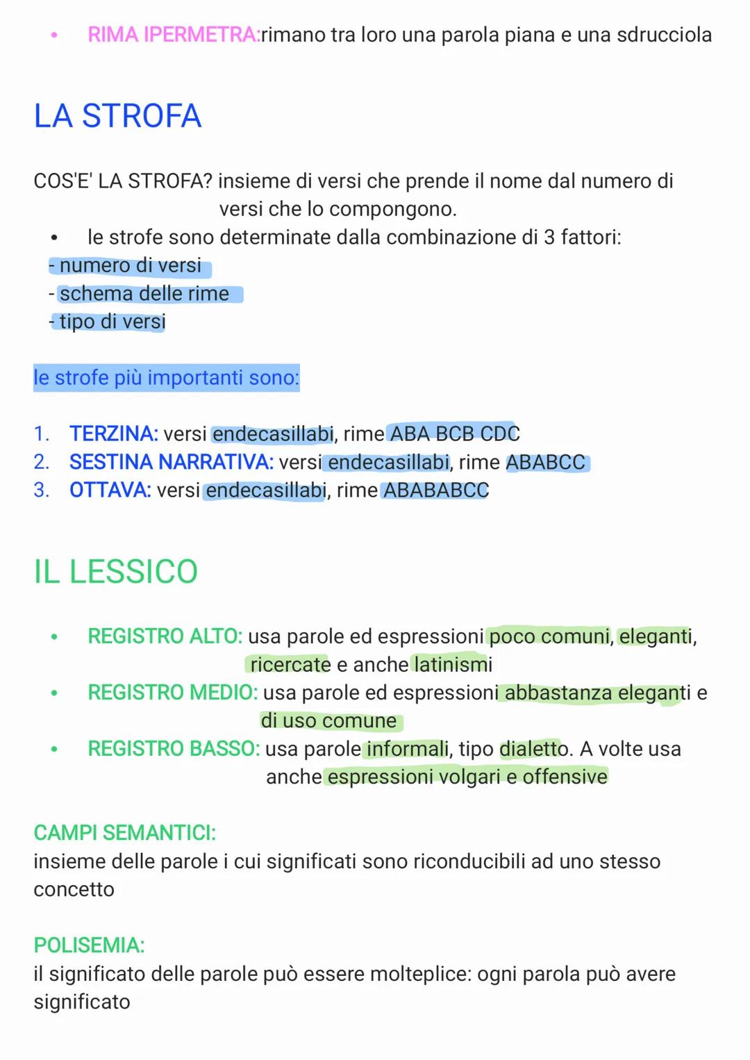 L'AUTORE E L'IO LIRICO
autore= persona che ha scritto l'opera
io lirico voce a cui viene affidato il messaggio poetico
IL VERSO
COS'E' IL VE