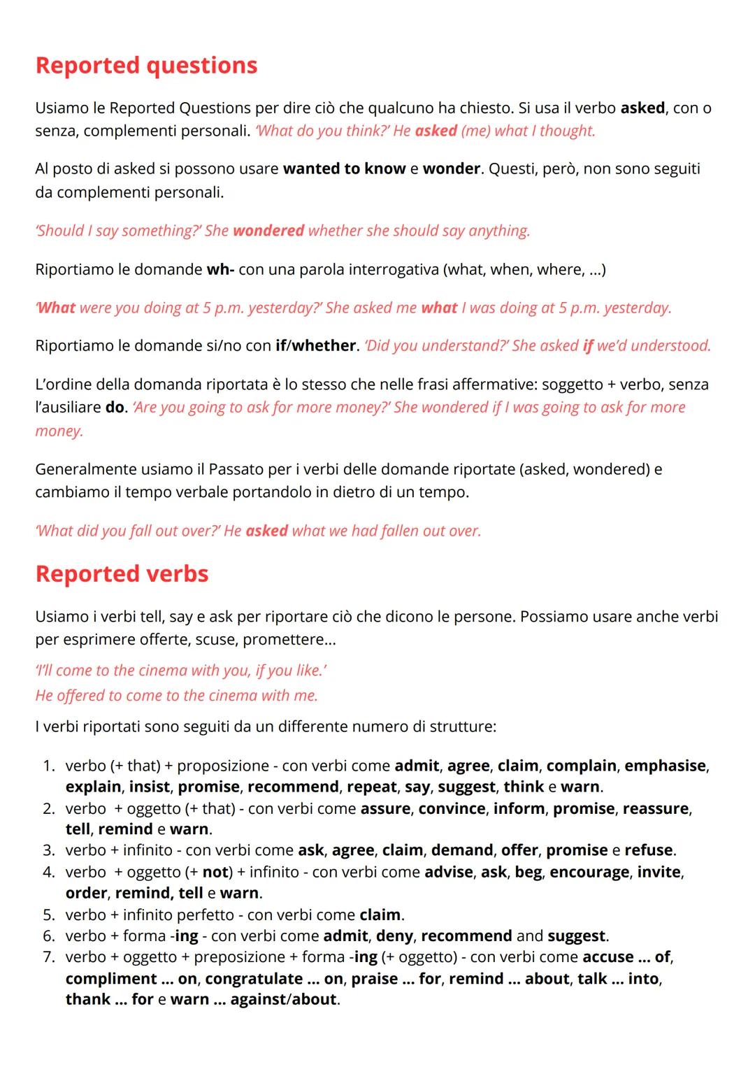 GRAMMAR:

FROM DIRECT TO INDIRECT SENTENCES

Reported statements

Quando si riportano i discorsi, i tempi verbali retrocedono di un 'posto'.