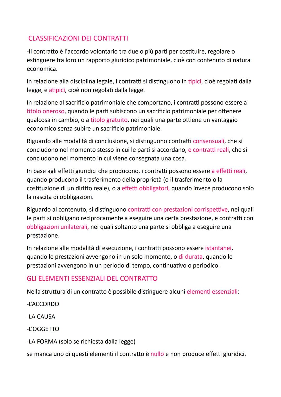 # CLASSIFICAZIONI DEI CONTRATTI

-Il contratto è l'accordo volontario tra due o più parti per costituire, regolare o
estinguere tra loro un 