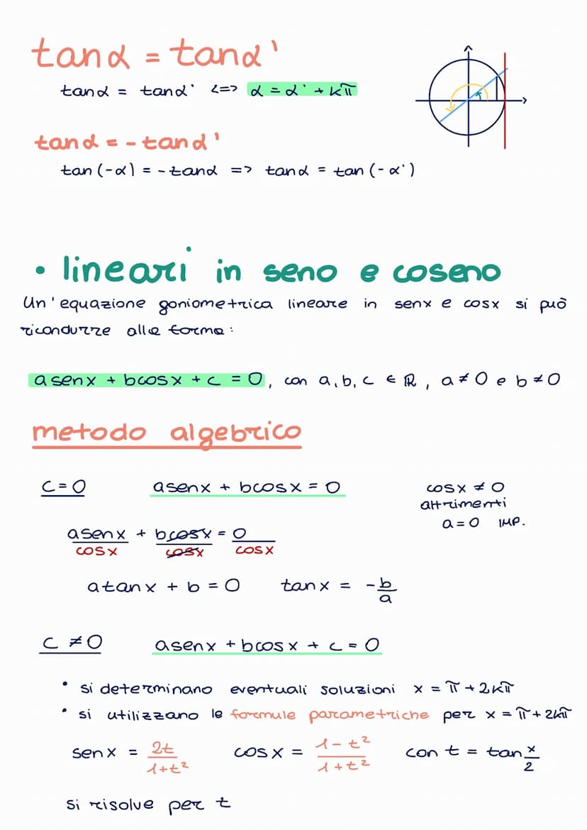 Angoli associati mini teoria
angoli complementari (a) e (90°-a)
angoli che differiscono di un angolo retto (a) (90°+a)
primo quadrante
sen(9