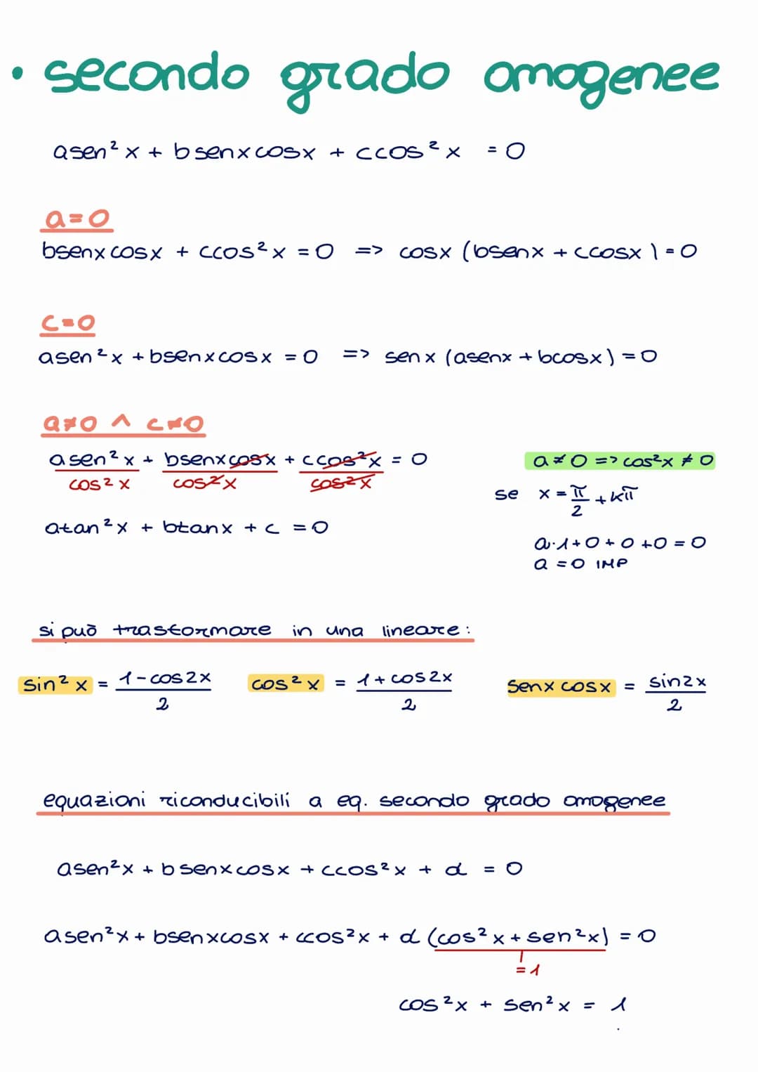 Angoli associati mini teoria
angoli complementari (a) e (90°-a)
angoli che differiscono di un angolo retto (a) (90°+a)
primo quadrante
sen(9