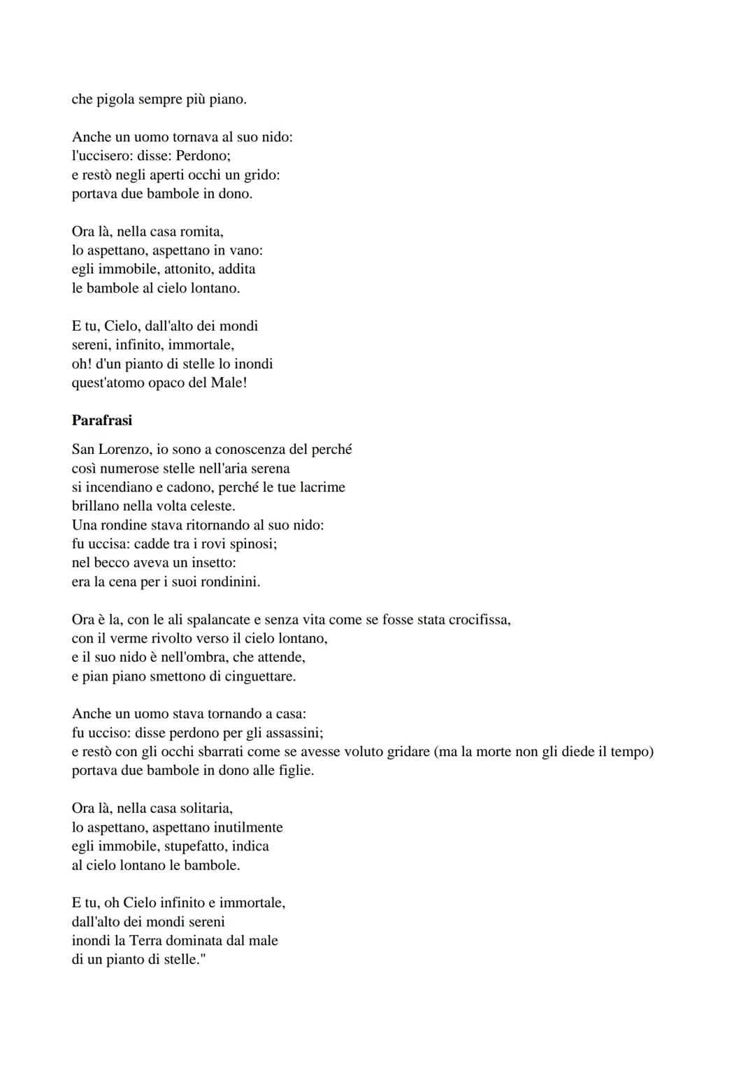 X agosto
La famosissima poesia "X Agosto" è una delle opere più celebri del poeta italiano Giovanni
Pascoli, si trova nella Myricae, essa è 
