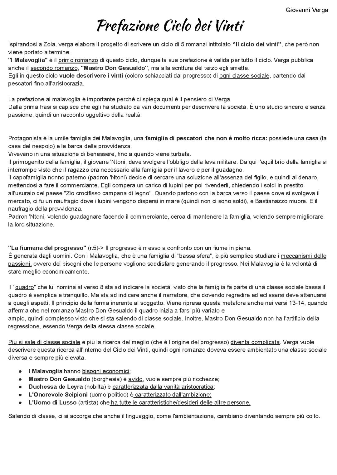 Prefazione del Ciclo dei Vinti - Giovanni Verga