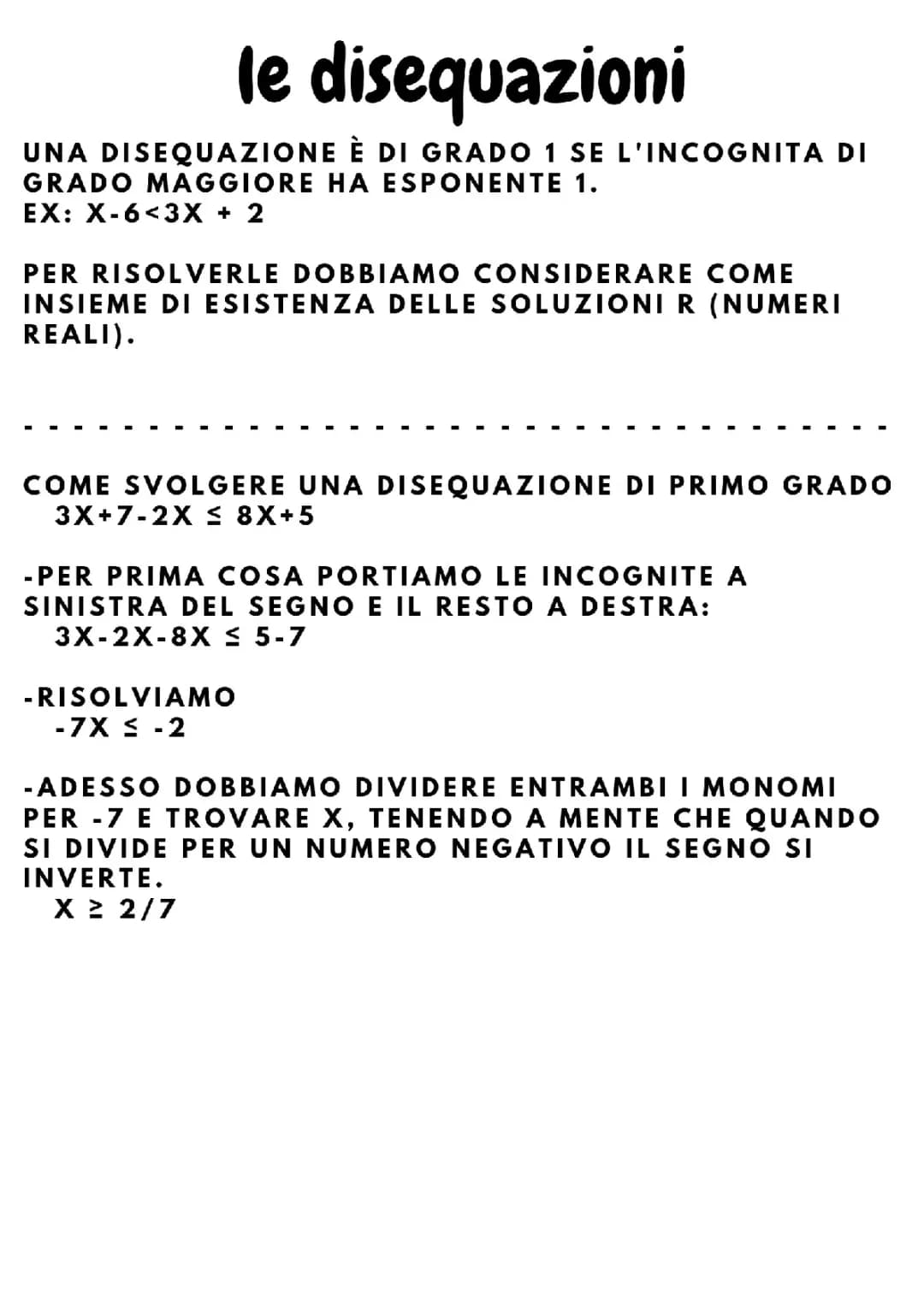disequazioni di primo grado