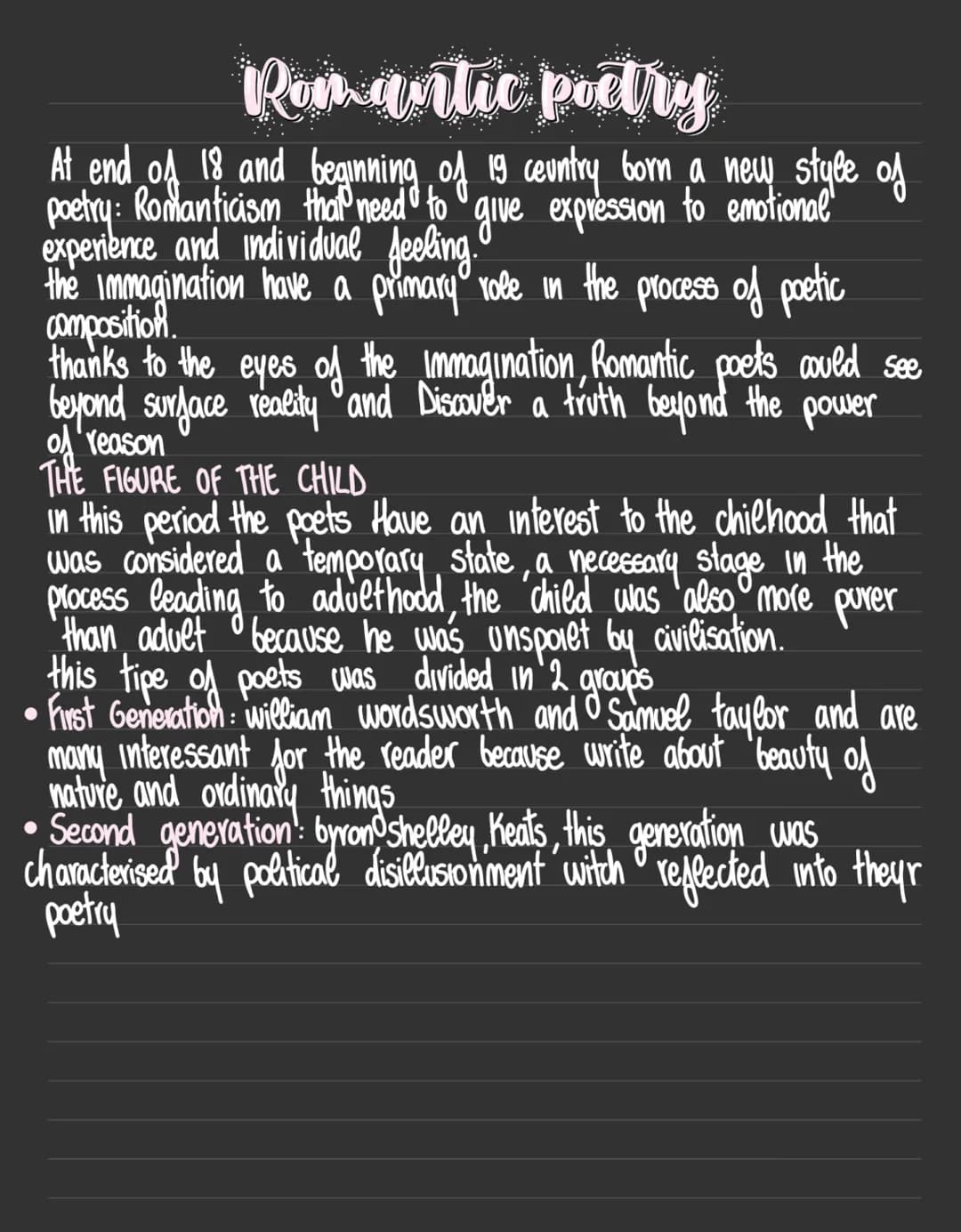 Romantic poetry
At end of 18 and beginning of 19 ceuntry born a new style of
poetry: Romanticism that need to give expression to emotional
e