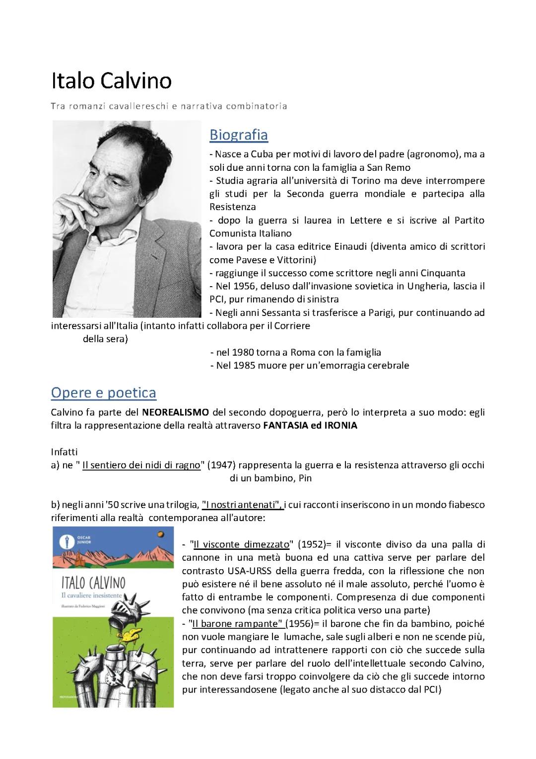 Italo Calvino: Una Breve Biografia e Riassunto delle Opere Principali