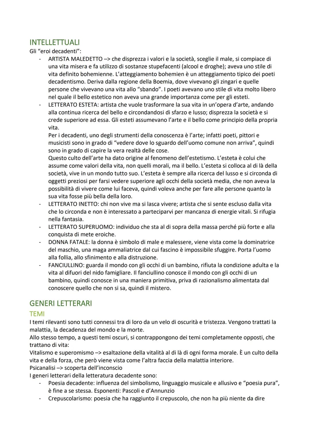 DECADENTISMO
CONTESTO STORICO
Seconda metà dell'800 (1880-1910).
Il decadentismo è contemporaneo al realismo e al verismo, infatti esistono 