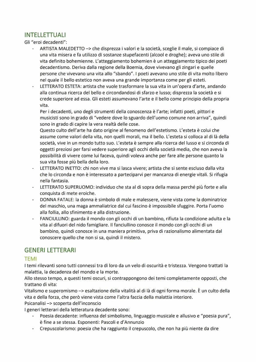 DECADENTISMO
CONTESTO STORICO
Seconda metà dell'800 (1880-1910).
Il decadentismo è contemporaneo al realismo e al verismo, infatti esistono 