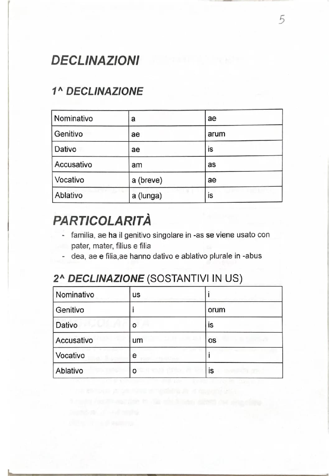 Declinazioni latino 