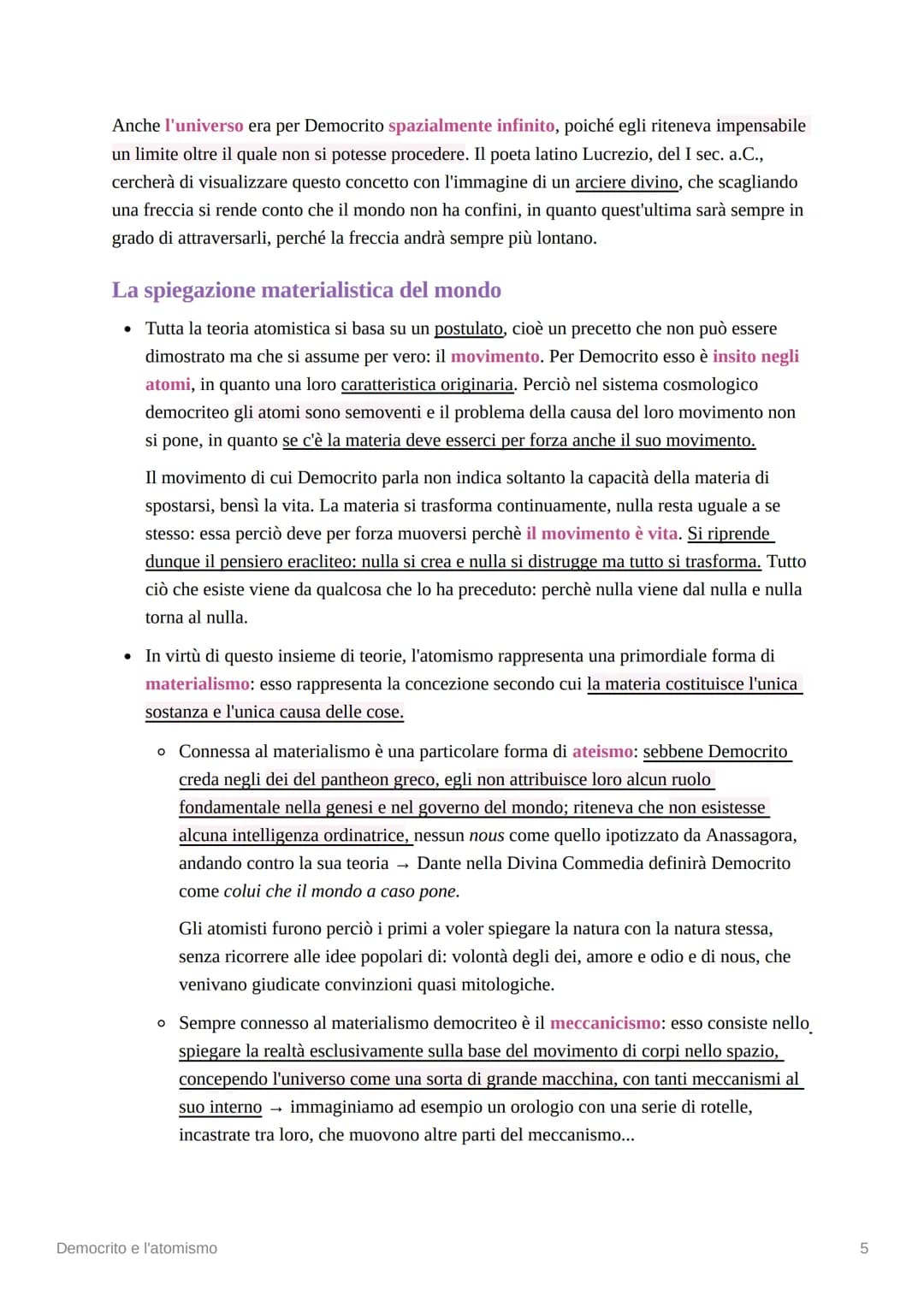 88
Democrito e l'atomismo
Democrito è un altro dei grandi pensatori della filosofia presocratica, infatti egli fu un fisico
pluralista. Egli