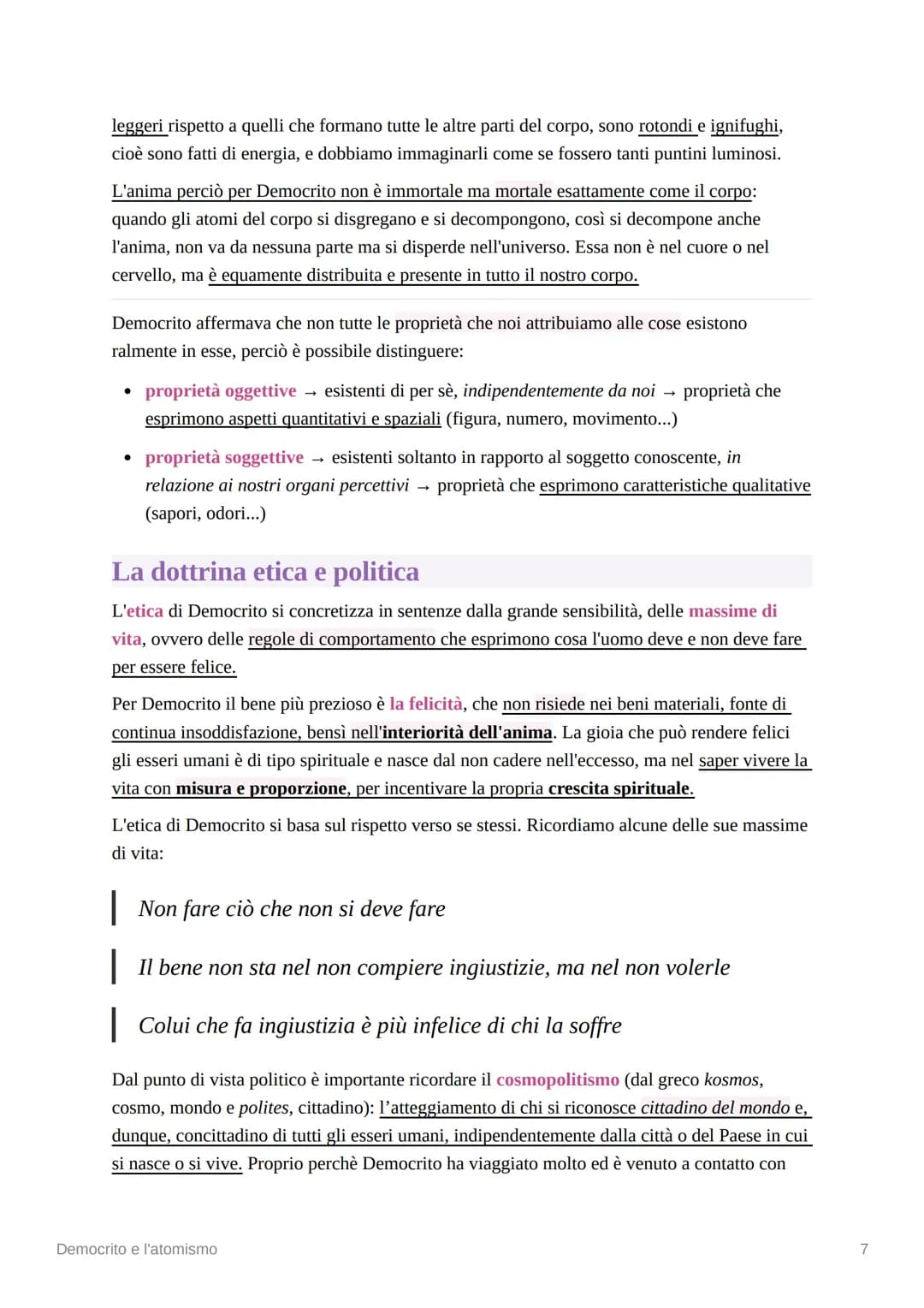 88
Democrito e l'atomismo
Democrito è un altro dei grandi pensatori della filosofia presocratica, infatti egli fu un fisico
pluralista. Egli