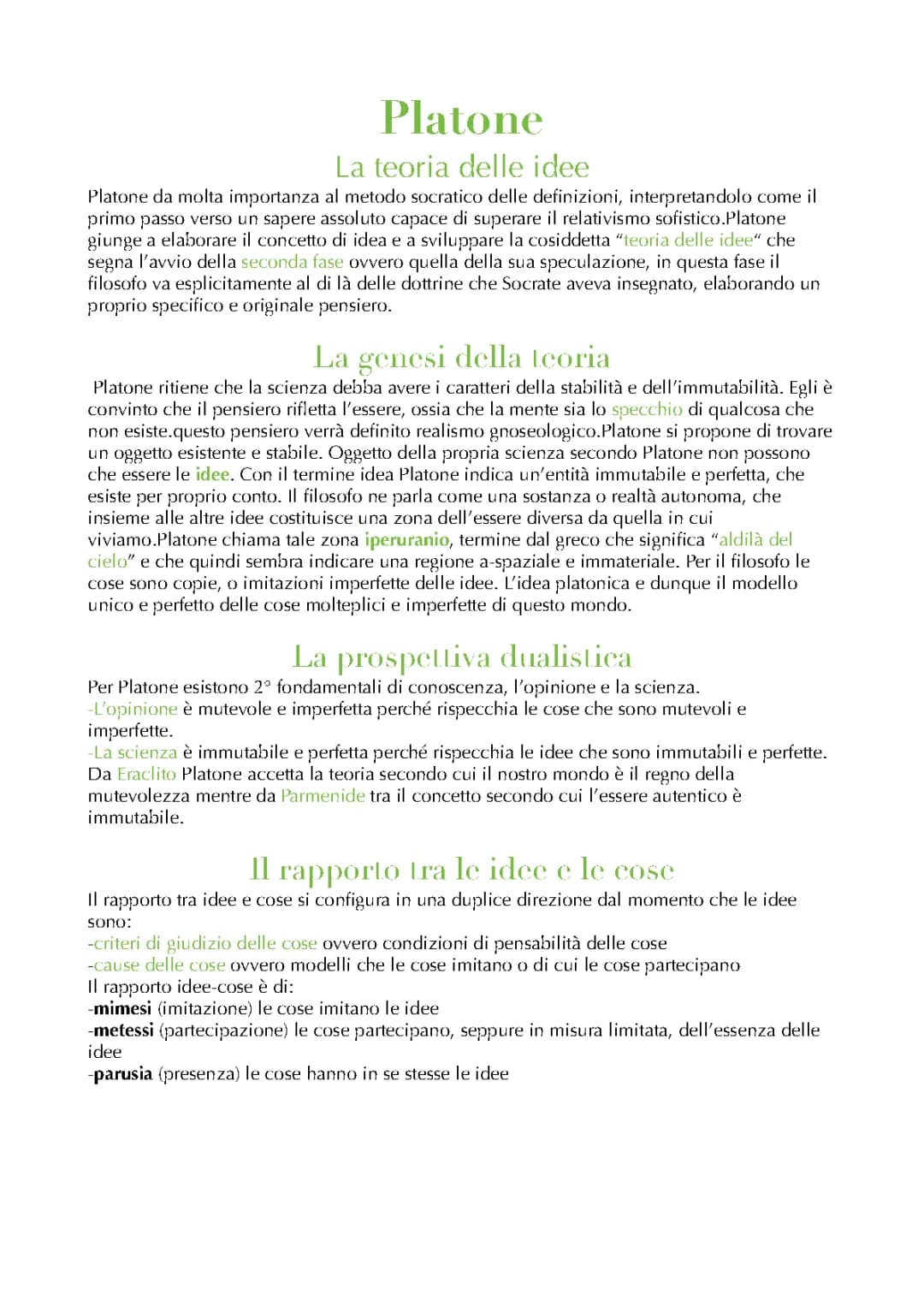 platone e la teoria delle idee