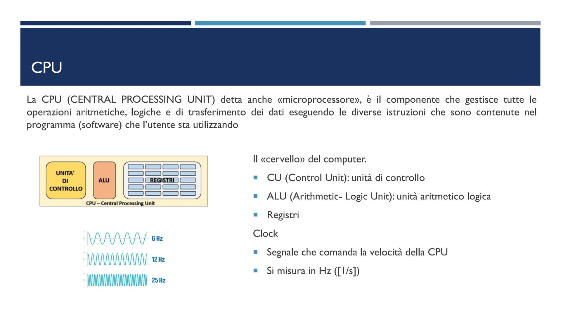 ARCHITETTURA DEL COMPUTER
COME I COMPONENTI FISICI (HARDWARE) SONO CONNESSI TRA LORO ARCHITETTURA DI VON NEUMANN
Macchina di Von Neumann
CPU