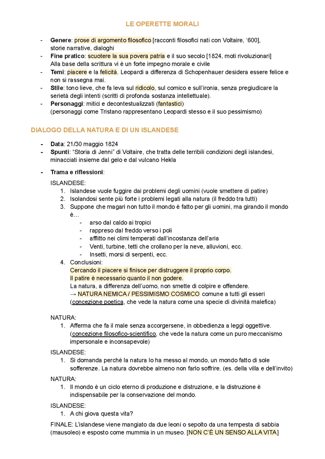 Operette Morali di Leopardi - Riassunto per Capitoli e PDF