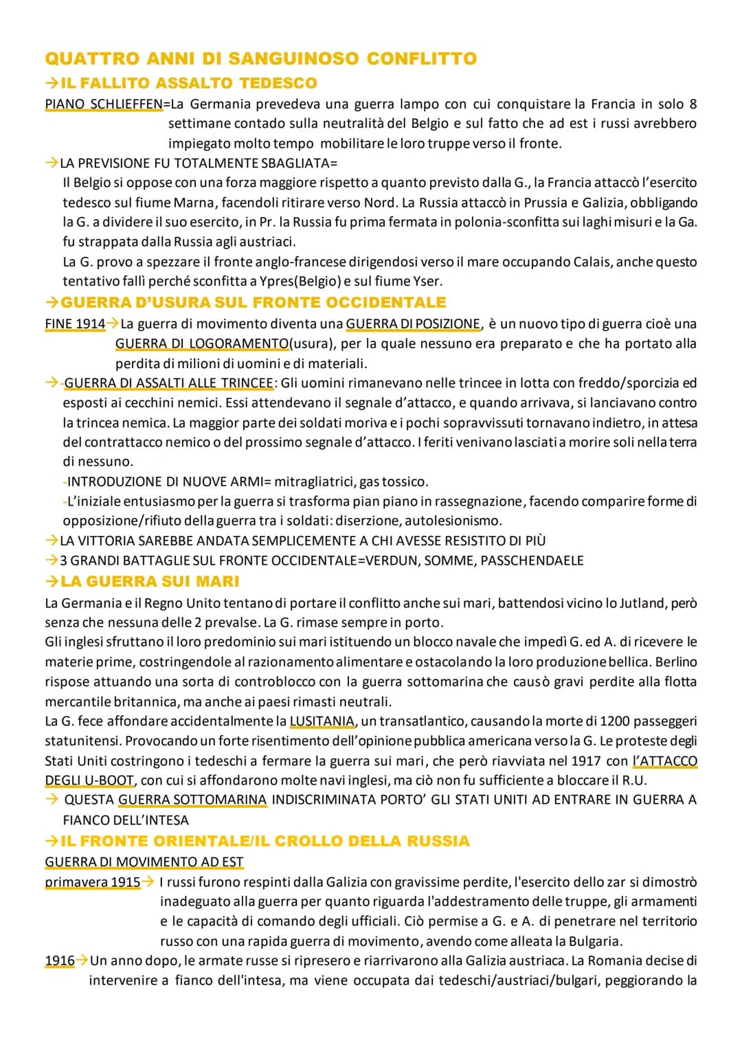 Riassunto e Cause della Prima Guerra Mondiale: Schemi e PDF