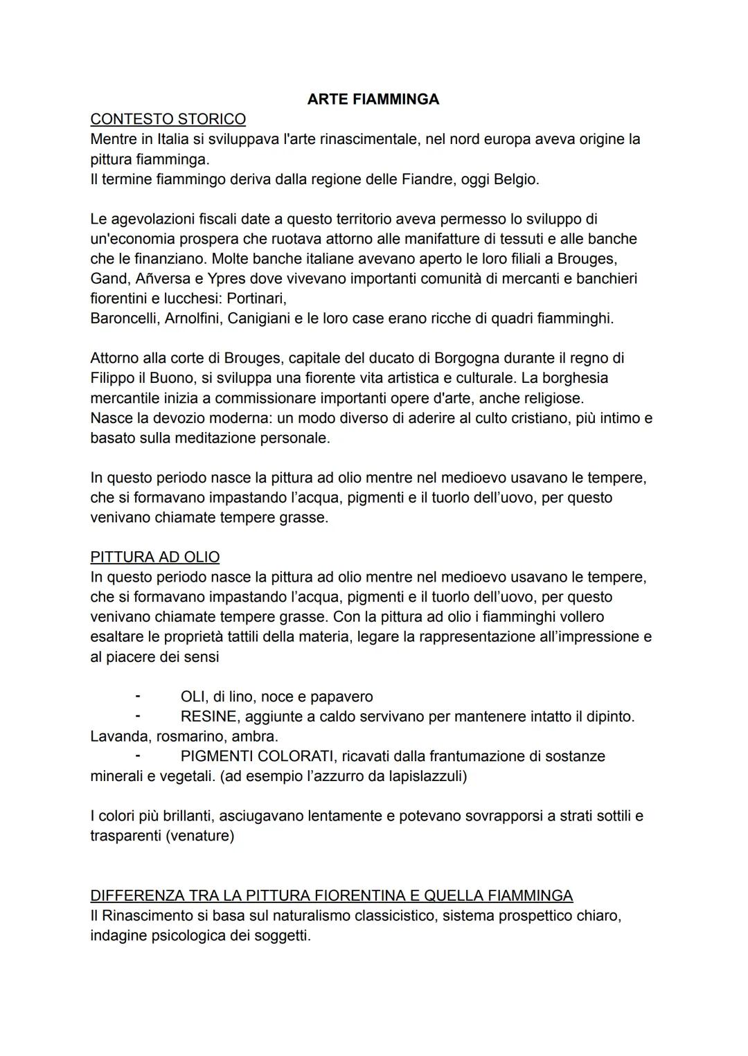 # ARTE FIAMMINGA
CONTESTO STORICO

Mentre in Italia si sviluppava l'arte rinascimentale, nel nord europa aveva origine la
pittura fiamminga.