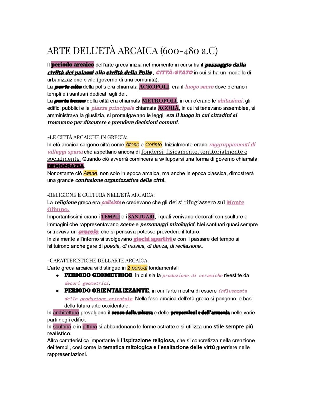 L'ARTE GRECA ARCAICA