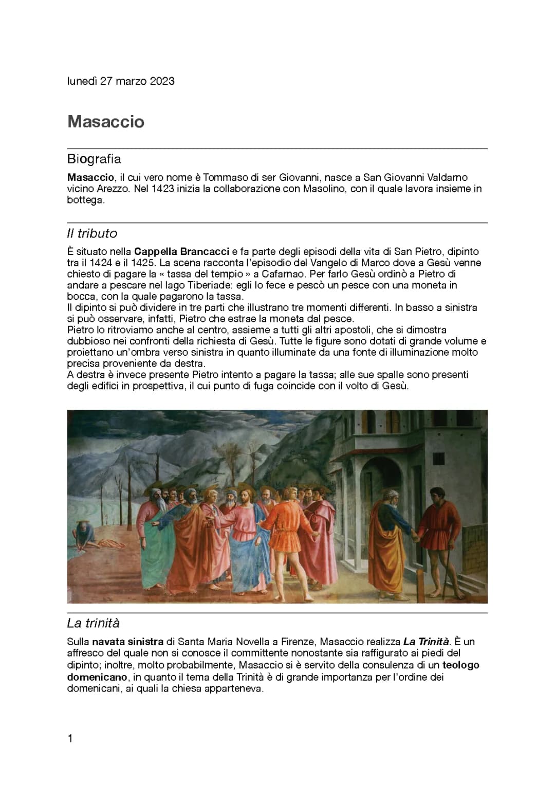 Masaccio: opere e formazione
