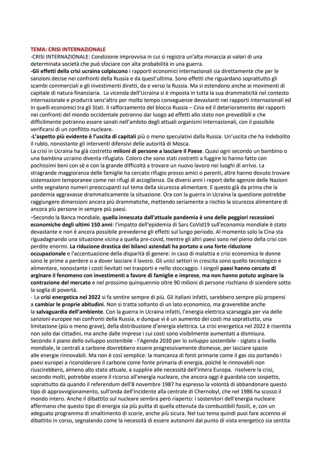 TEMA CONFLITTO RUSSO-UCRAINO
-La storia del genere umano è caratterizzata dall'alternarsi di periodi di guerra e di pace che hanno
modificat