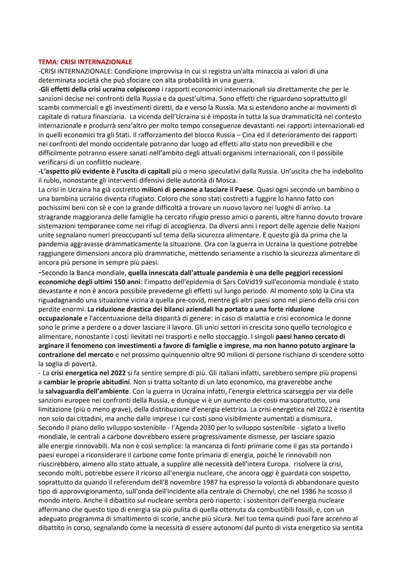 TEMA CONFLITTO RUSSO-UCRAINO
-La storia del genere umano è caratterizzata dall'alternarsi di periodi di guerra e di pace che hanno
modificat