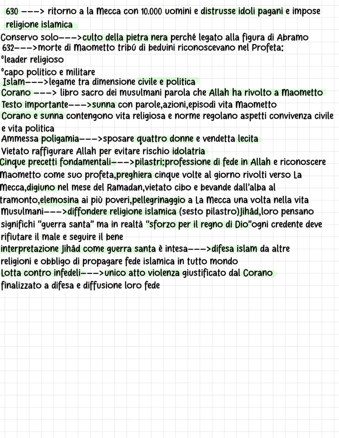 UNA MA
Nel VII secolo -->penisola arabica --->nascita nuova religione,l'islam
L'Islam nasce dalla predicazione di Muhammad "Maometto" --->61