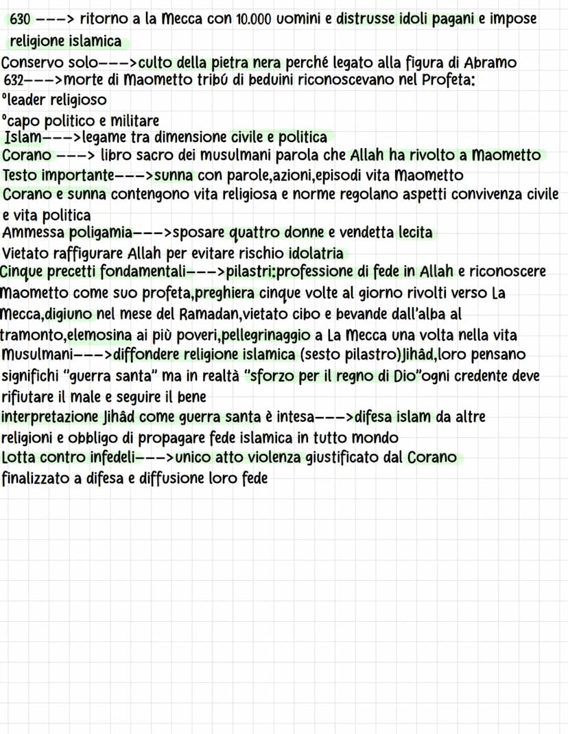 UNA MA
Nel VII secolo -->penisola arabica --->nascita nuova religione,l'islam
L'Islam nasce dalla predicazione di Muhammad "Maometto" --->61