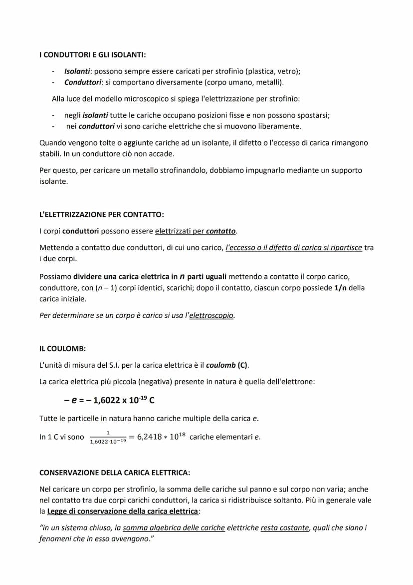 LA CARICA ELETTRICA E LA LEGGE DI COULOMB
L'ELETTRIZZAZIONE PER STROFINÌO:
Un corpo che ha acquisito la capacità di attrarre oggetti leggeri