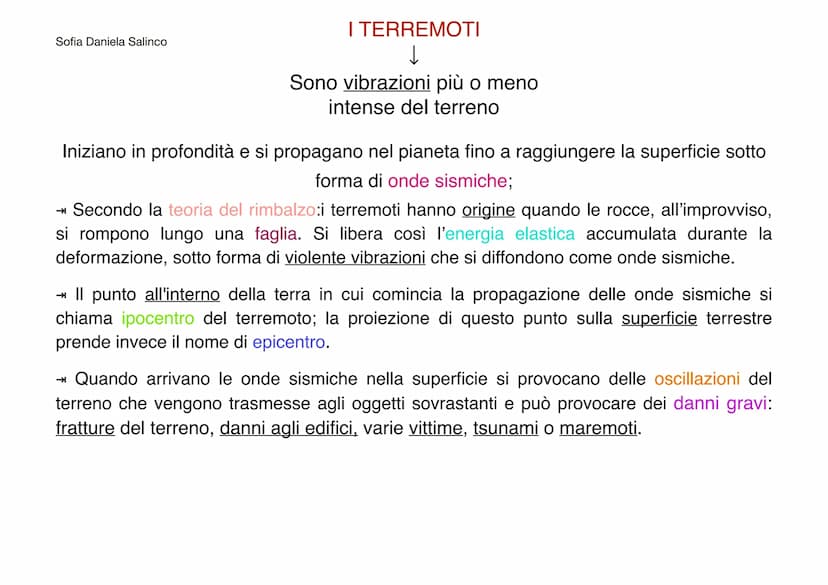 Sofia Daniela Salinco
TERREMOTI
VULCANI Sofia Daniela Salinco
nel mare
Spaccature della crosta terrestre.
Si originano in seguito alla manif