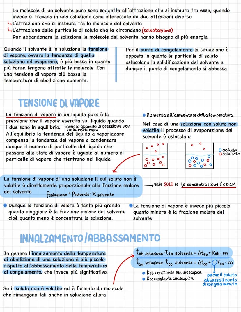 Le soluzioni sono miscugli omogenei e possono essere
solidi, liquidi o gassosi.
La soluzione è composta dal solvente e del soluto, il
solven