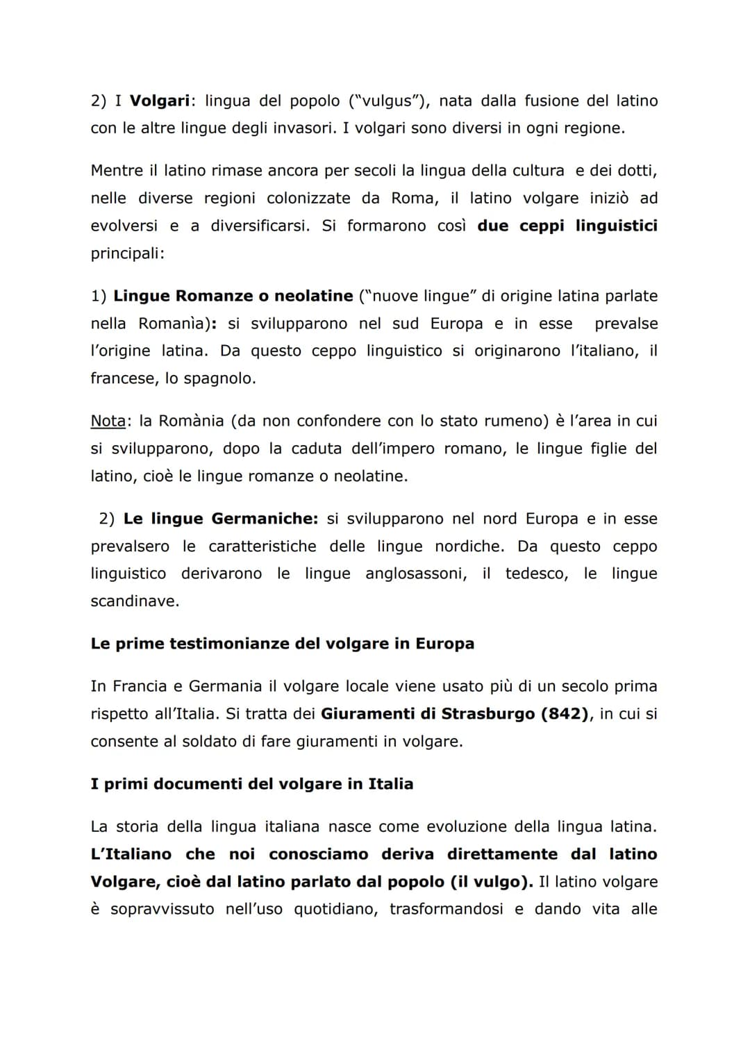 LE ORIGINI DELLA LINGUA ITALIANA
Dal latino al volgare
L'uso del latino si era affermato nell' VIII secolo a.C. e, grazie alla sua
concretez