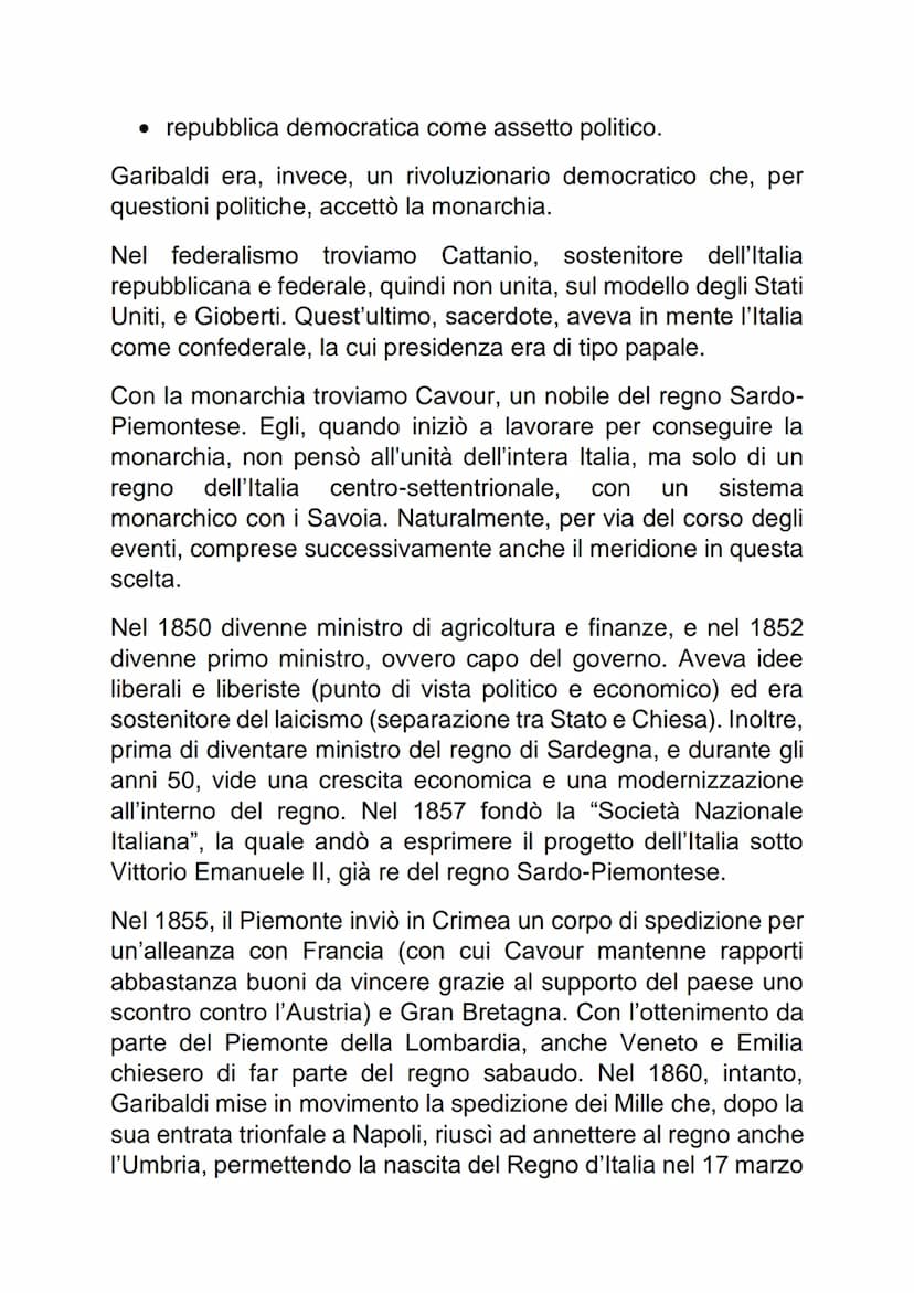 L'Unita'd'Italia
Il Risorgimento è un processo che inizia con i moti del 1820 e
finisce nel 1861 con la proclamazione dell'Unità d'Italia. I