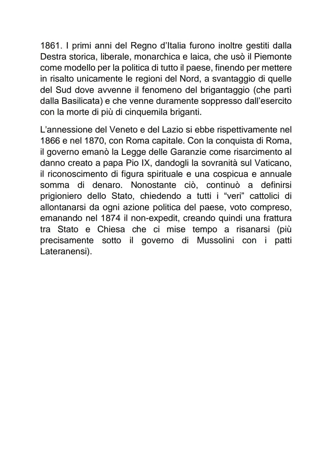 L'Unita'd'Italia
Il Risorgimento è un processo che inizia con i moti del 1820 e
finisce nel 1861 con la proclamazione dell'Unità d'Italia. I