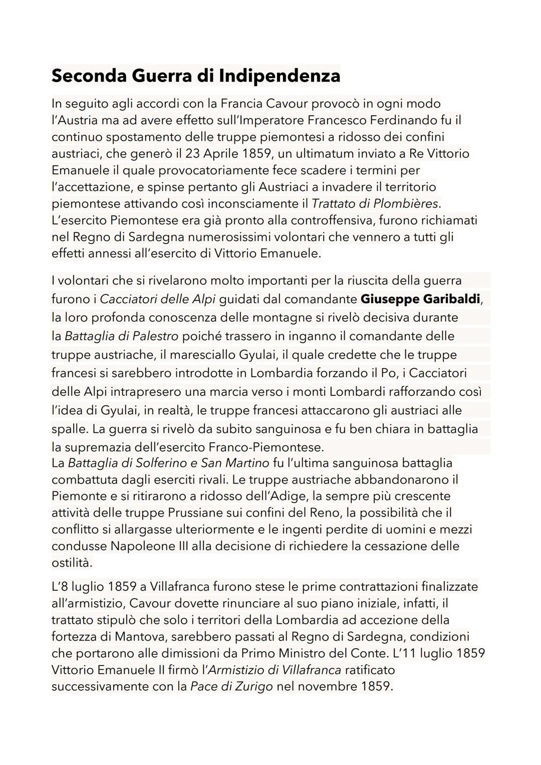 Seconda Guerra di Indipendenza
In seguito agli accordi con la Francia Cavour provocò in ogni modo
l'Austria ma ad avere effetto sull'Imperat