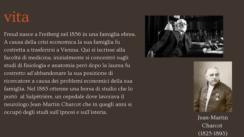 Sigmund
Freud
(1856-1939) vita
Freud nasce a Freiberg nel 1856 in una famiglia ebrea.
A causa della crisi economica la sua famiglia fu
costr