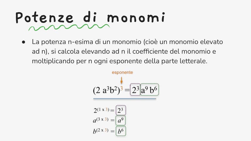 I monomi
Si chiama monomio quell'espressione letterale, composta da:
● un numero (naturale, relativo, razionale e/o irrazionale),
● una lett