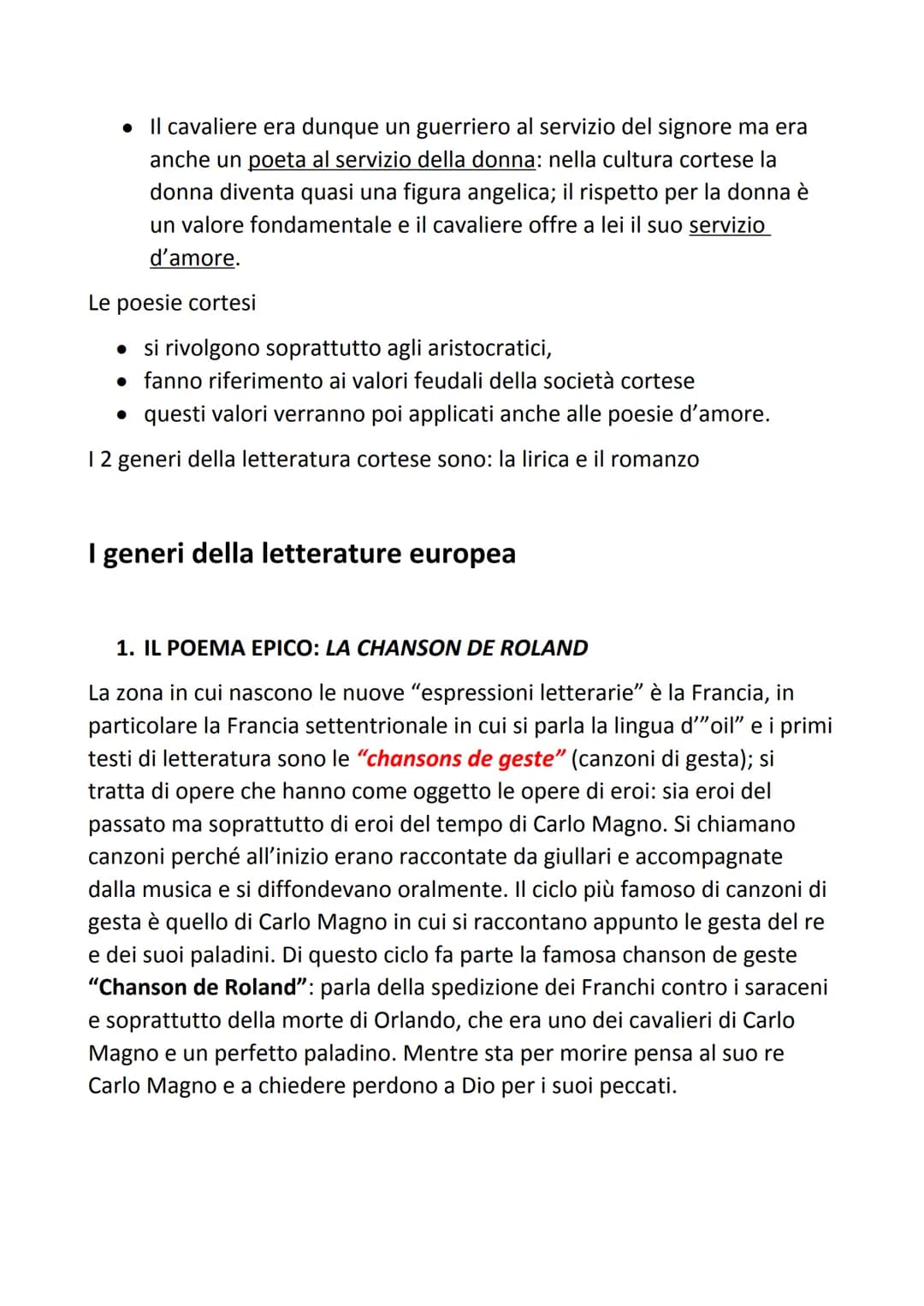 La nascita delle lingue e letterature romanze
Nell'alto medioevo (periodo di tempo che va dal 476 all'anno 1000) con la
crisi dell'Impero ro