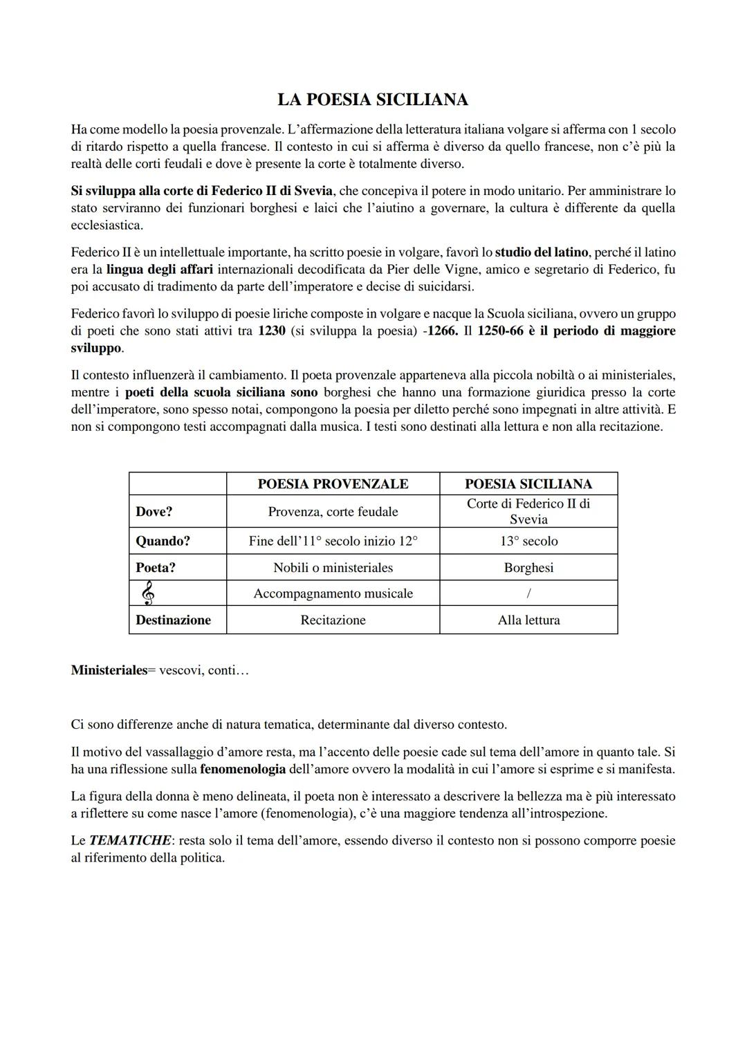 LA POESIA SICILIANA
Ha come modello la poesia provenzale. L'affermazione della letteratura italiana volgare si afferma con 1 secolo
di ritar