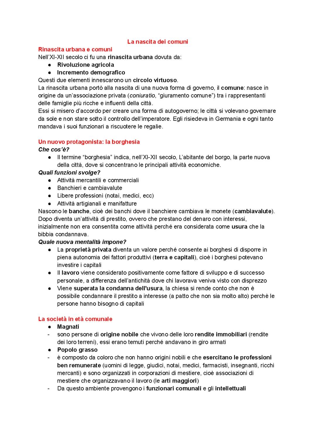 La Nascita dei Comuni: Riassunto Breve e Schema per Scuola Media