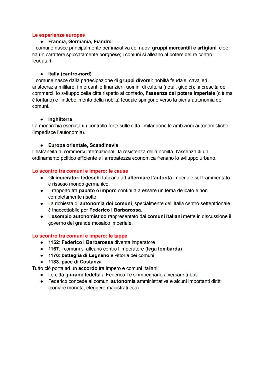 La Nascita dei Comuni: Riassunto Breve e Schema per Scuola Media