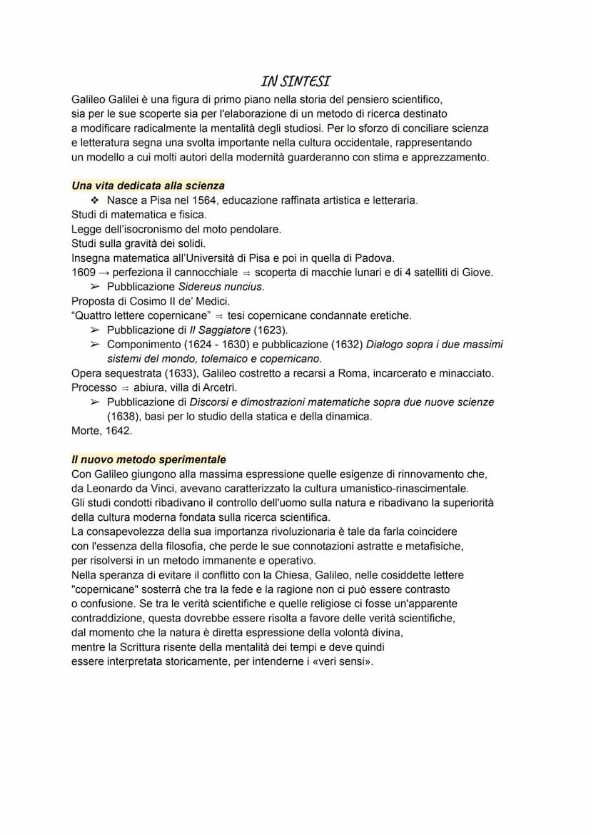 Galileo Galilei
L'importanza dello scienziato
Galileo Galilei occupa un posto di fondamentale importanza, tale da introdurre
la civiltà occi