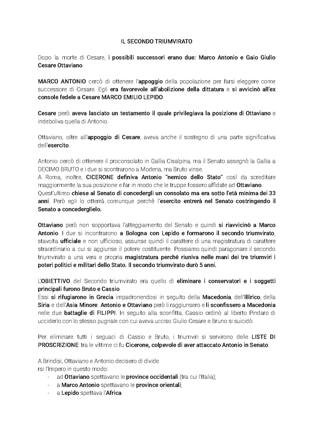 Il Secondo Triumvirato: Riassunto, Schema e Date