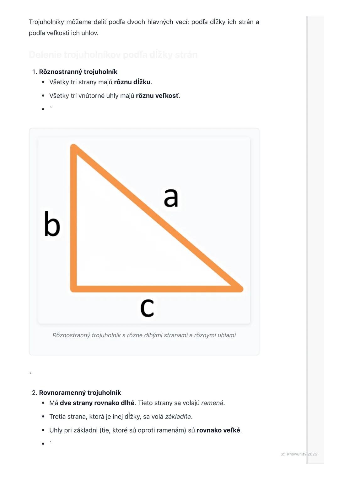 # Trojuholník - základné pojmy

1. Prehľad trojuholníkov

Trojuholník je jeden z najzákladnejších tvarov v geometrii. Stretávame sa s ním
vš
