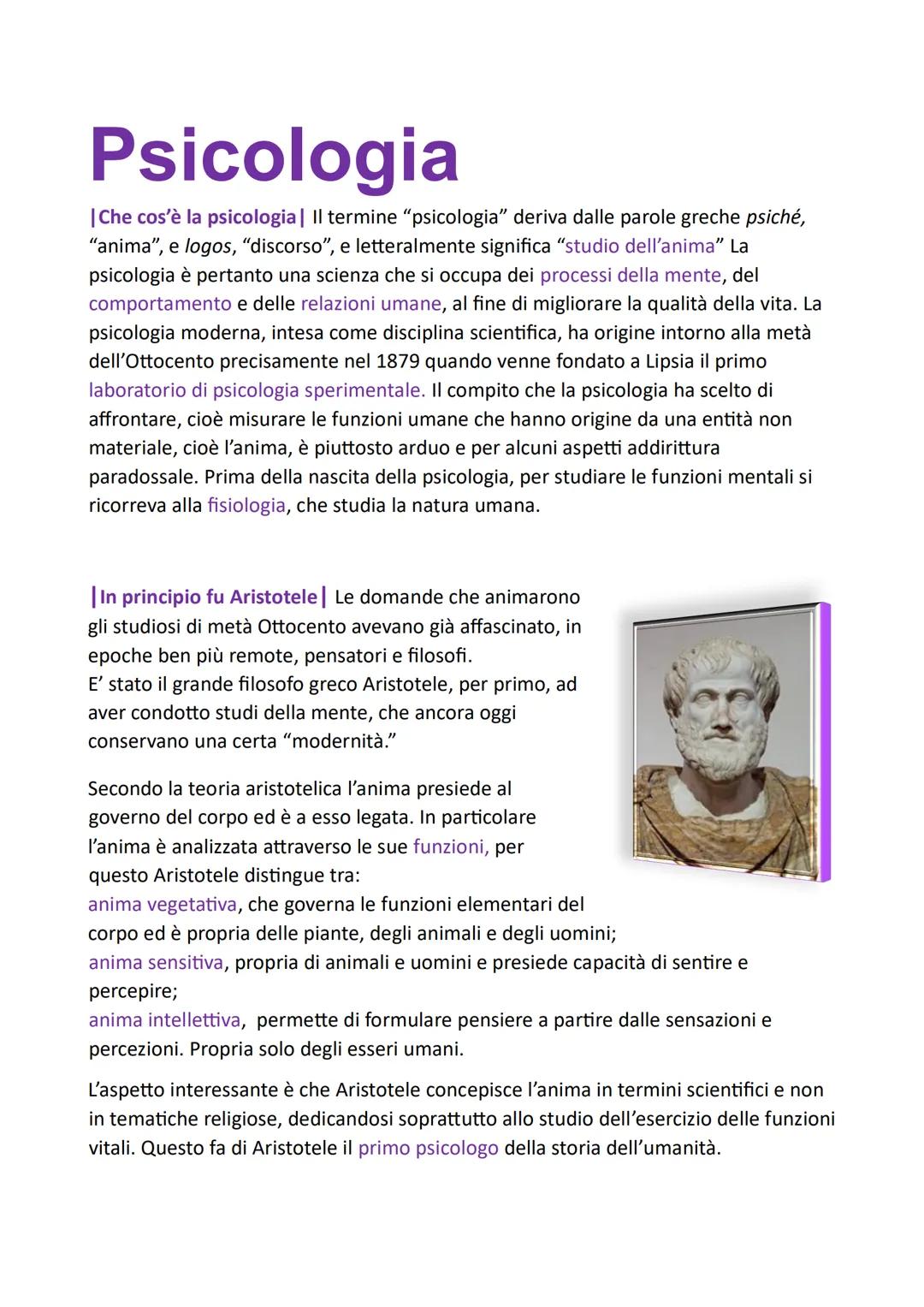 Psicologia
Che cos'è la psicologia | Il termine "psicologia" deriva dalle parole greche psiché,
"anima", e logos, "discorso", e letteralment