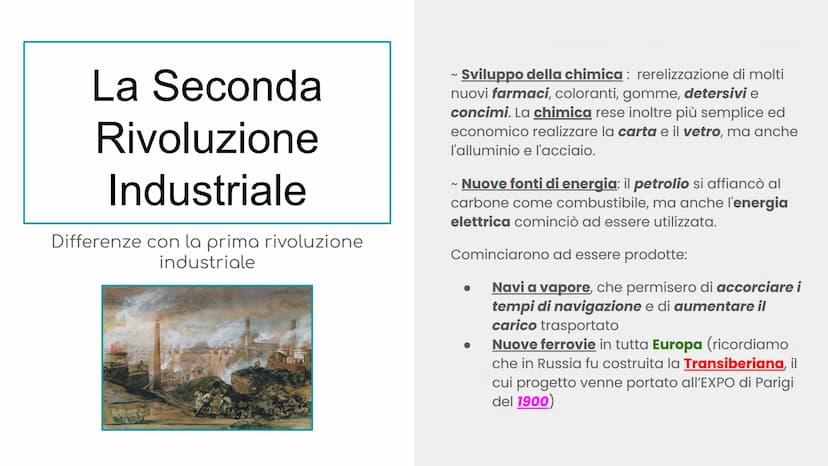 La Seconda
Rivoluzione
Industriale
Intorno al 1870, in tutta Europa, ma soprattutto negli
Stati Uniti ebbe inizio una seconda ondata di
indu