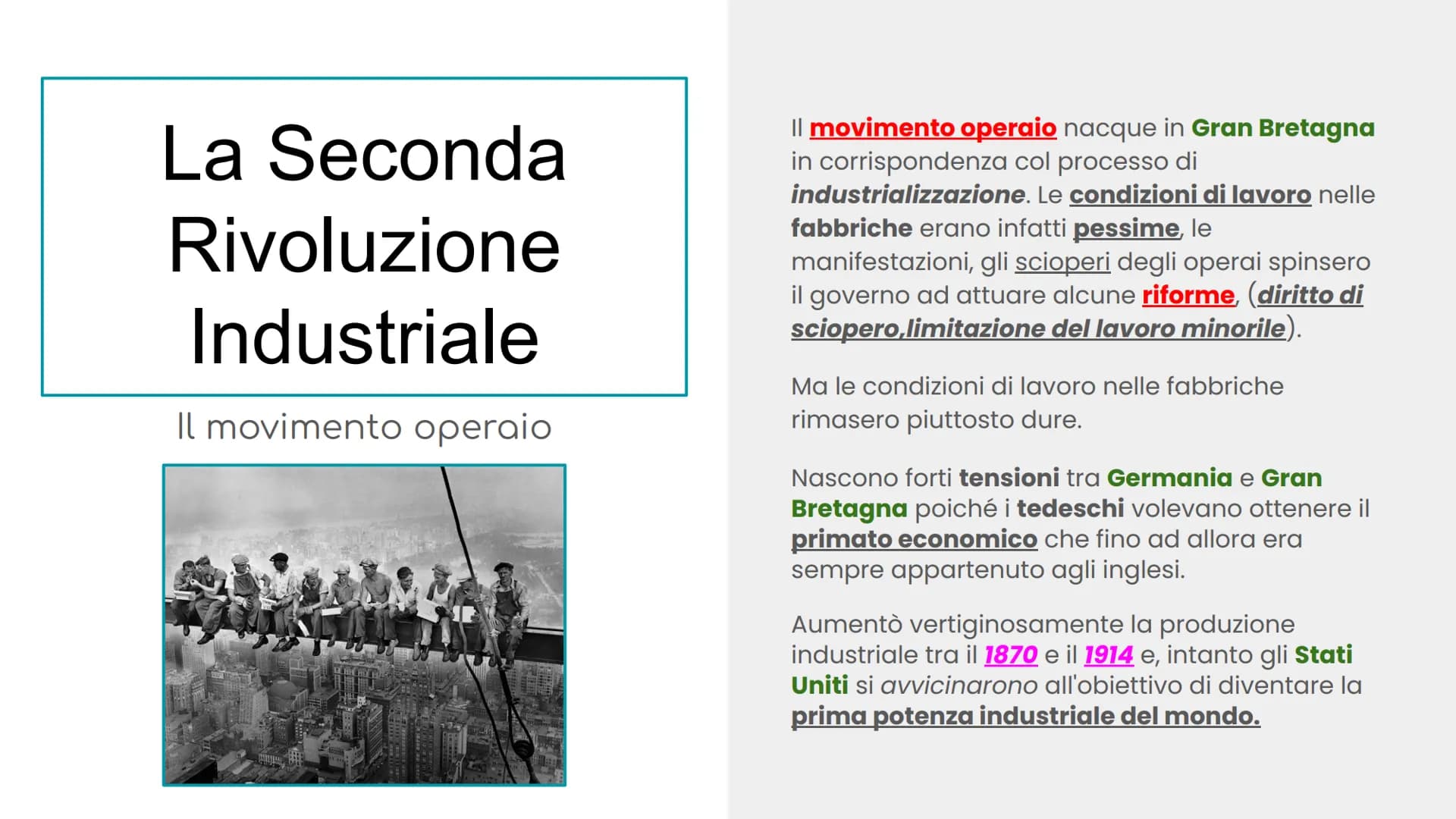 La Seconda
Rivoluzione
Industriale
Intorno al 1870, in tutta Europa, ma soprattutto negli
Stati Uniti ebbe inizio una seconda ondata di
indu