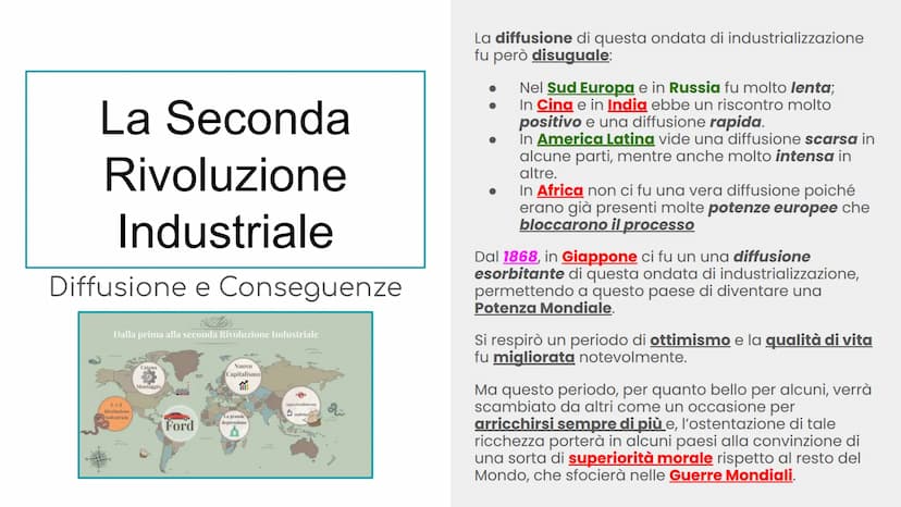 La Seconda
Rivoluzione
Industriale
Intorno al 1870, in tutta Europa, ma soprattutto negli
Stati Uniti ebbe inizio una seconda ondata di
indu